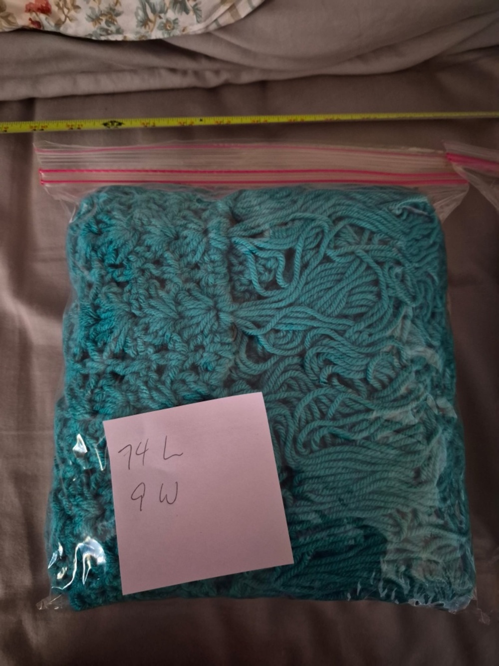 Handmade Teal Crochet Scarf - Picture 2 of 2